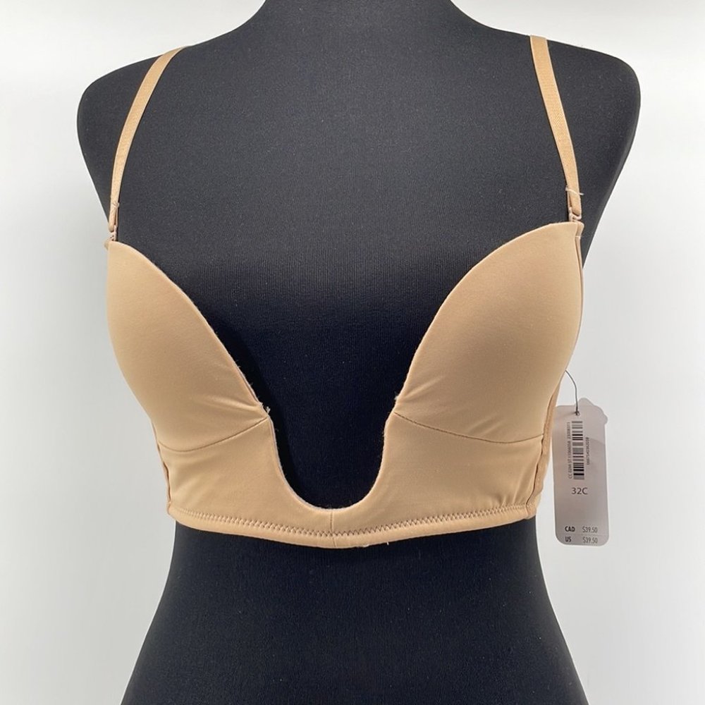 La Senza deep plunge bra NWT  nude convertible no show bra low back sz 32 C